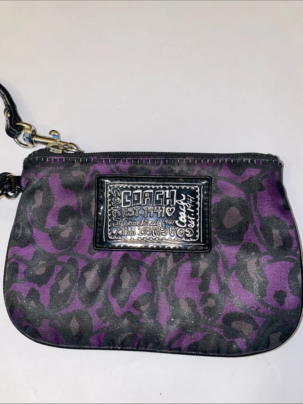 Coach Daisy Poppy Violet Ocelot Leopard Wristlet